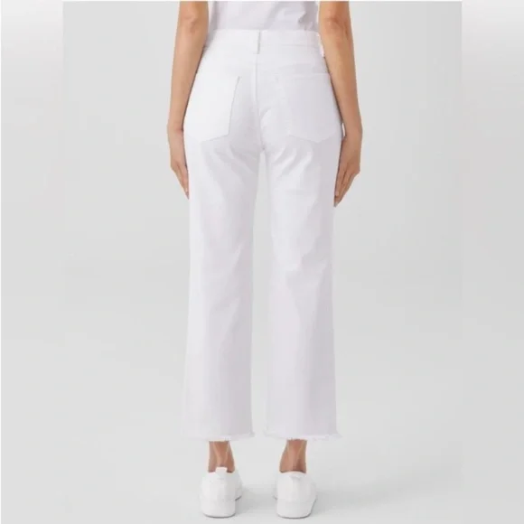 Eileen Fisher White Organic Cotton Jean Ankle Length Frayed Hem 3X Plus Summer - Picture 2 of 16